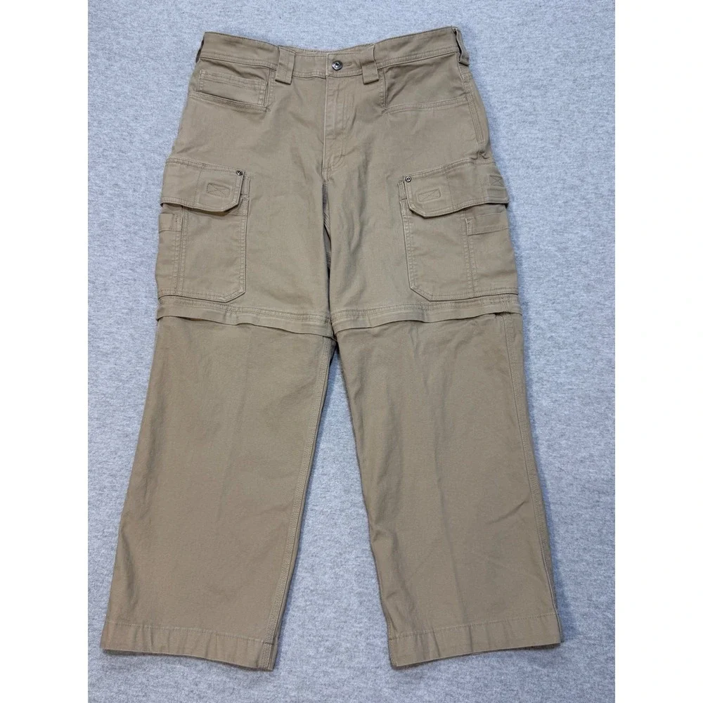 Duluth Trading Co Flex Fire Hose Convertible Cargo Pants Khaki 36x32 Men (36x28)